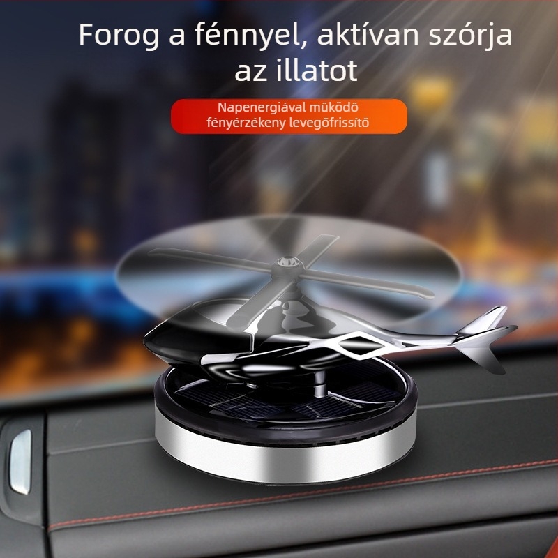 Napenergiával működő forgó helikopter autódísz kreatív aromaterápiás műszerfal határokon átnyúló férfi autókiegészítők illattartó