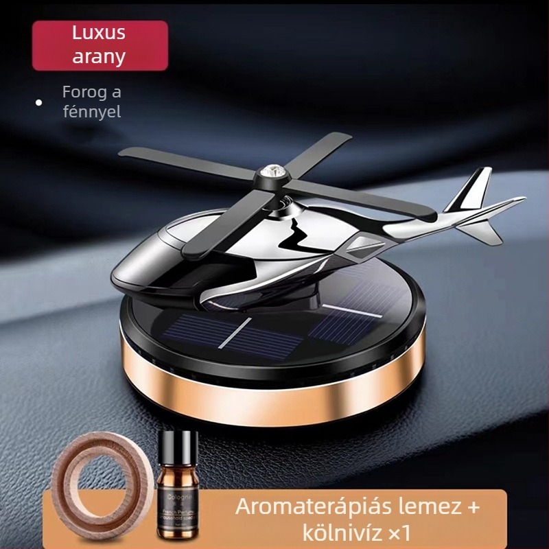 Napenergiával működő forgó helikopter autódísz kreatív aromaterápiás műszerfal határokon átnyúló férfi autókiegészítők illattartó