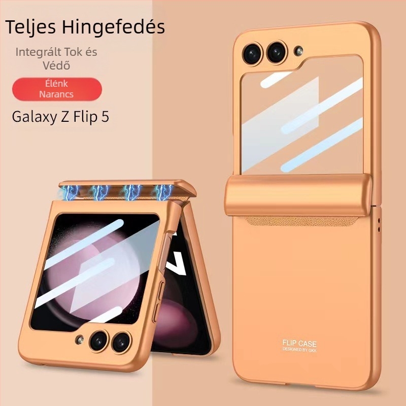 Samsung Z Flip6/5/4 mobiltelefon tokhoz alkalmas, flip, 30% kedvezménnyel, egymásra helyezett képernyő, mágneses zsanéros fólia, all-inclusive védőtok