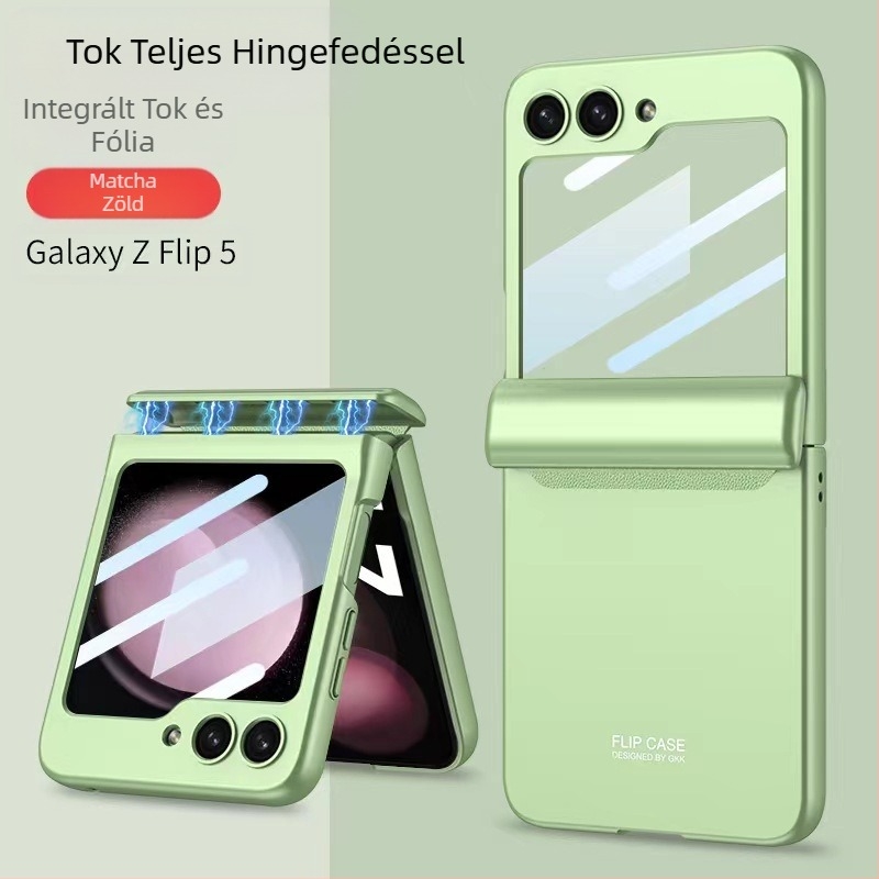 Samsung Z Flip6/5/4 mobiltelefon tokhoz alkalmas, flip, 30% kedvezménnyel, egymásra helyezett képernyő, mágneses zsanéros fólia, all-inclusive védőtok