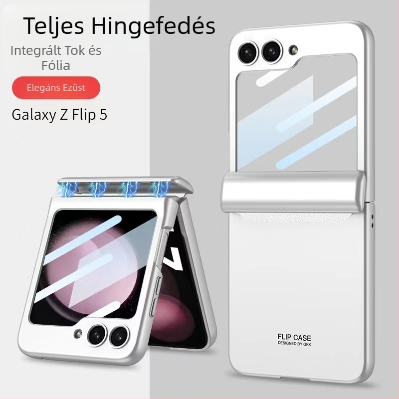 Samsung Z Flip6/5/4 mobiltelefon tokhoz alkalmas, flip, 30% kedvezménnyel, egymásra helyezett képernyő, mágneses zsanéros fólia, all-inclusive védőtok