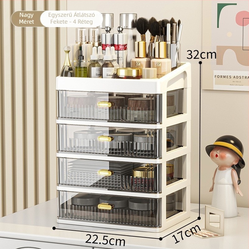 Asztali tárolódoboz kozmetikai tároló állvány átlátszó fiókos irodai íróasztal írószer-rendszerező doboz