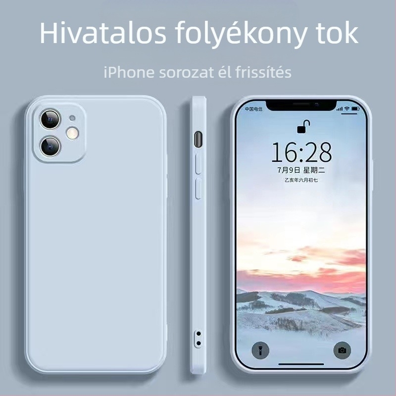 Apple 17Promax Liquid telefontokhoz alkalmas, iPhone 14Pro egyenes élű szilikon 13 ultravékony, mindenre kiterjedő Xr tok