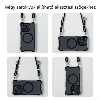 Alkalmas Apple 17 Pro Max telefontokhoz keresztpántos, iPhone 16 mágneses tapadókoronggal, 14 Plus teljes lefedettséggel, 13 leesésgátlóval, 12
