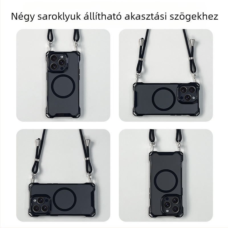 Alkalmas Apple 17 Pro Max telefontokhoz keresztpántos, iPhone 16 mágneses tapadókoronggal, 14 Plus teljes lefedettséggel, 13 leesésgátlóval, 12