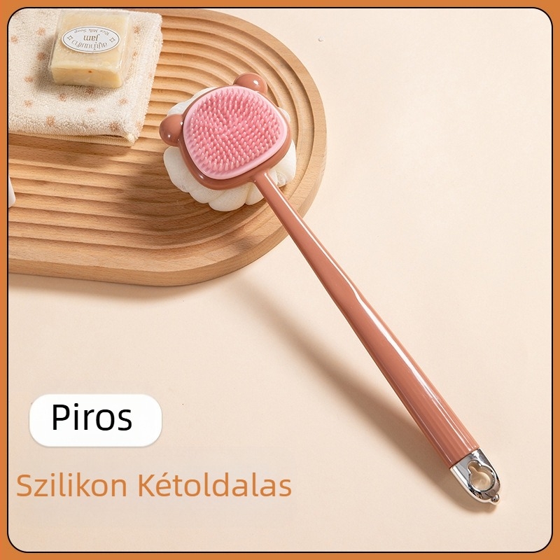 Hosszú nyelű súrolókefe kétoldalas puha szőrű szilikon fürdőkefe testtisztító fürdőkefe hátdörzsölő műtárgykefe nagykereskedelem