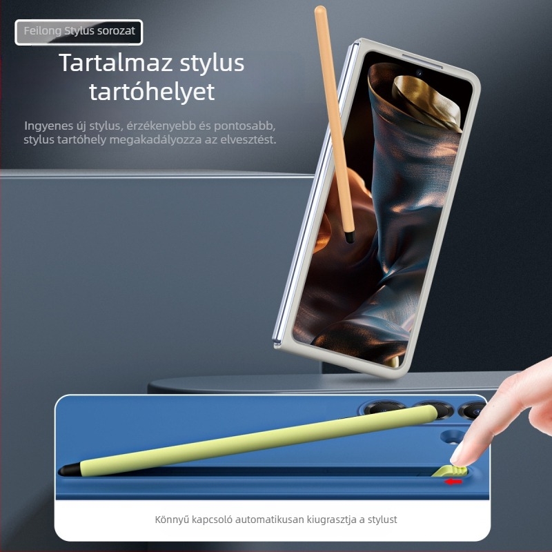 Samsung Z Fold7 mobiltelefon tokhoz alkalmas, hivatalos, azonos stílusú ház és fólia, amely Stylus Fold6/5/4 védőtokkal van integrálva.