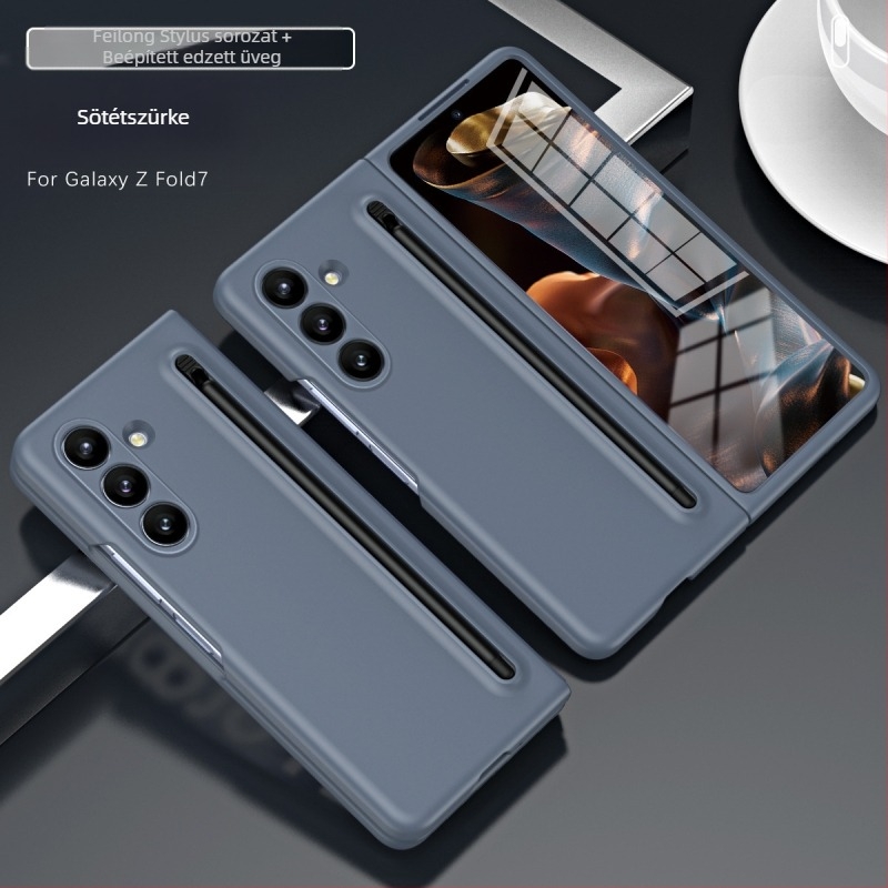 Samsung Z Fold7 mobiltelefon tokhoz alkalmas, hivatalos, azonos stílusú ház és fólia, amely Stylus Fold6/5/4 védőtokkal van integrálva.