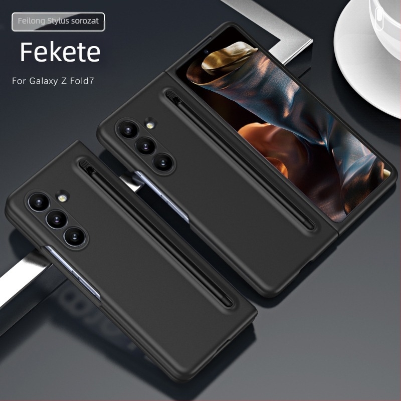 Samsung Z Fold7 mobiltelefon tokhoz alkalmas, hivatalos, azonos stílusú ház és fólia, amely Stylus Fold6/5/4 védőtokkal van integrálva.