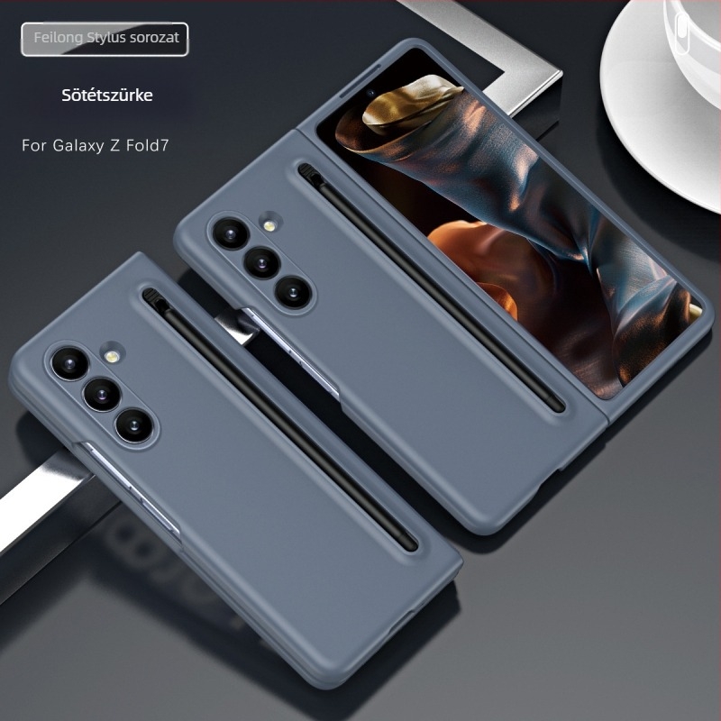Samsung Z Fold7 mobiltelefon tokhoz alkalmas, hivatalos, azonos stílusú ház és fólia, amely Stylus Fold6/5/4 védőtokkal van integrálva.