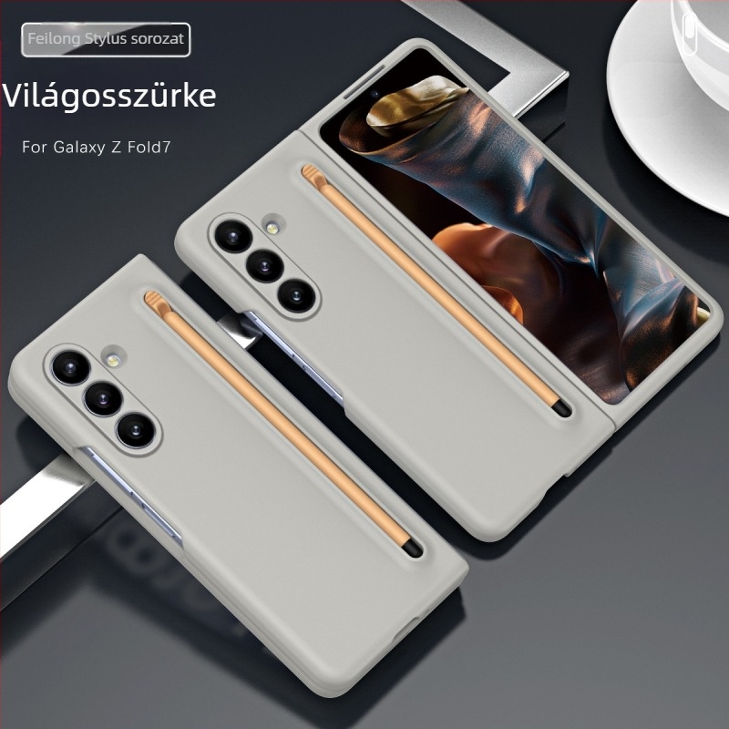 Samsung Z Fold7 mobiltelefon tokhoz alkalmas, hivatalos, azonos stílusú ház és fólia, amely Stylus Fold6/5/4 védőtokkal van integrálva.