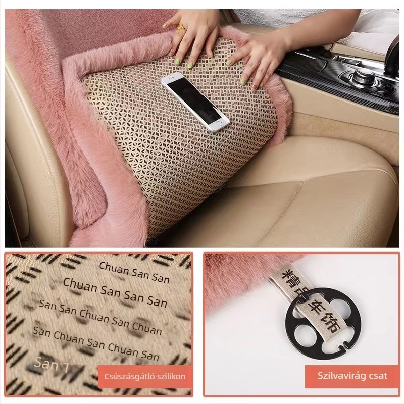 Téli autósüléspárna, szabadon kötő, meleg, univerzális üléspárna, nyúlszőrme utánzat, csúszásmentes, vastagított autósüléspárna, nagykereskedelmi autósüléspárna