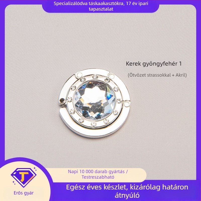 kerek akril akasztó diákasztal oldalsó akasztó kristály táskaakasztó összecsukható táskaakasztó ötvözet modern egyszerű