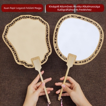 Klasszikus üreges Xuan papírlegyező, kétoldalas, üres, barkácsolás, kínai festészet, kézzel festett kalligráfia, félig főtt legyező, udvari legyező