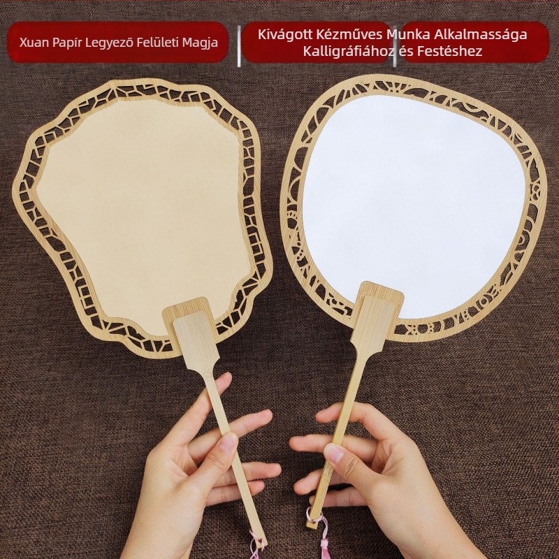 Klasszikus üreges Xuan papírlegyező, kétoldalas, üres, barkácsolás, kínai festészet, kézzel festett kalligráfia, félig főtt legyező, udvari legyező