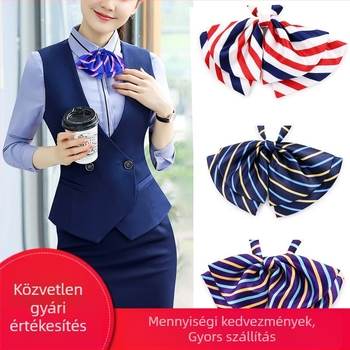 Professzionális galléros virágbank stewardess üzleti diák munkaruha egyenruhás ing női fűzős csokornyakkendő