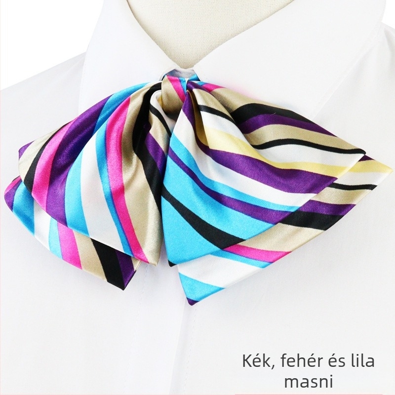 Professzionális galléros virágbank stewardess üzleti diák munkaruha egyenruhás ing női fűzős csokornyakkendő