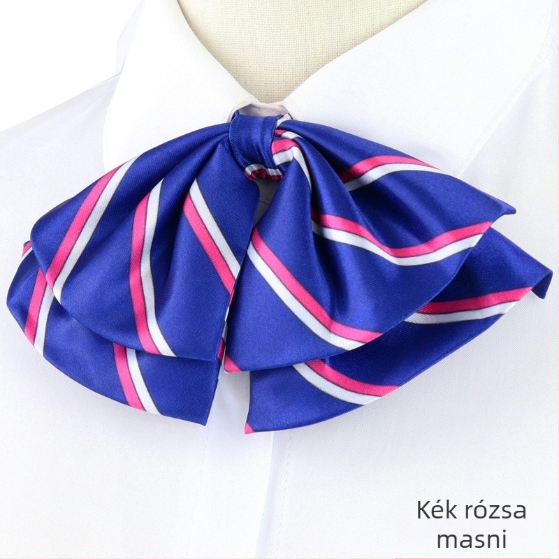 Professzionális galléros virágbank stewardess üzleti diák munkaruha egyenruhás ing női fűzős csokornyakkendő