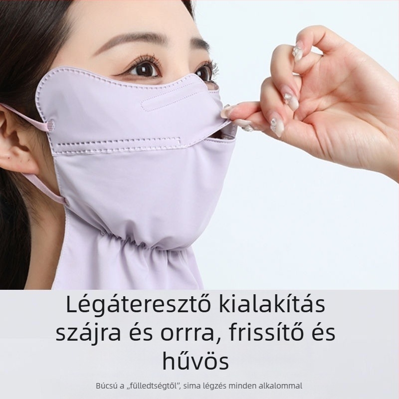 Nyári jég selyem napvédő maszk, nyakvédelem, napvédelem, UV-védelem, lélegző 3D sztereó szemvédő kültéri napvédő maszk