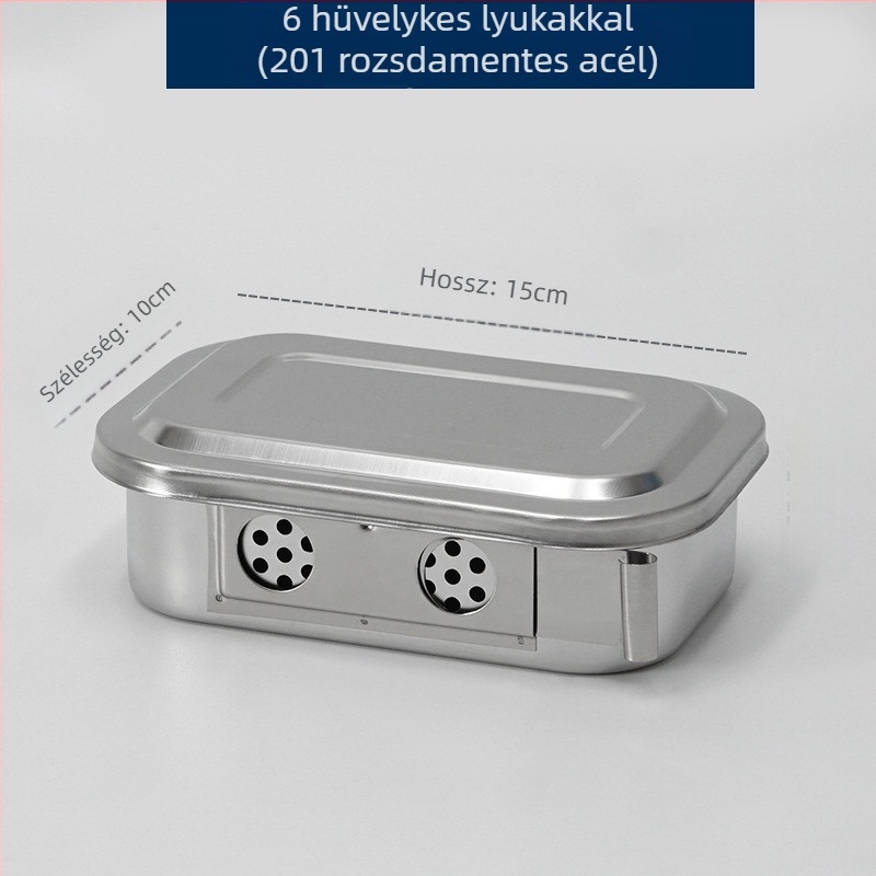 304 vastagított rozsdamentes acél fertőtlenítő doboz fedéllel és lyukakkal, vattapamacs kötszerrel, sebészeti fertőtlenítő négyzet alakú lemez, sebészeti műszerlemez