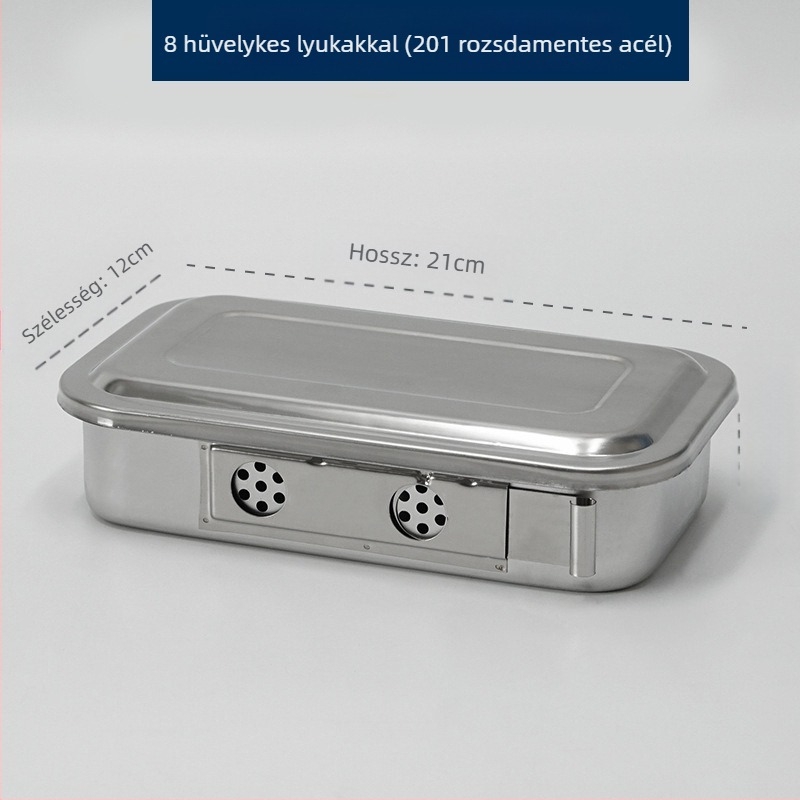304 vastagított rozsdamentes acél fertőtlenítő doboz fedéllel és lyukakkal, vattapamacs kötszerrel, sebészeti fertőtlenítő négyzet alakú lemez, sebészeti műszerlemez