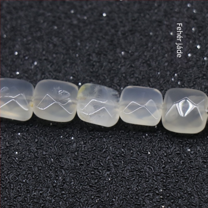 Kristály agát féldrágakő 8 mm-es négyzet alakú, csiszolt, laza gyöngyök, barkácsolás, karkötő, nyaklánc, ékszerek, kiegészítők, anyagok, nagykereskedelem