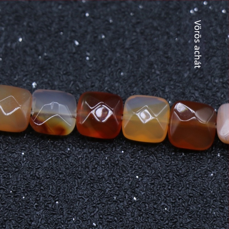 Kristály agát féldrágakő 8 mm-es négyzet alakú, csiszolt, laza gyöngyök, barkácsolás, karkötő, nyaklánc, ékszerek, kiegészítők, anyagok, nagykereskedelem