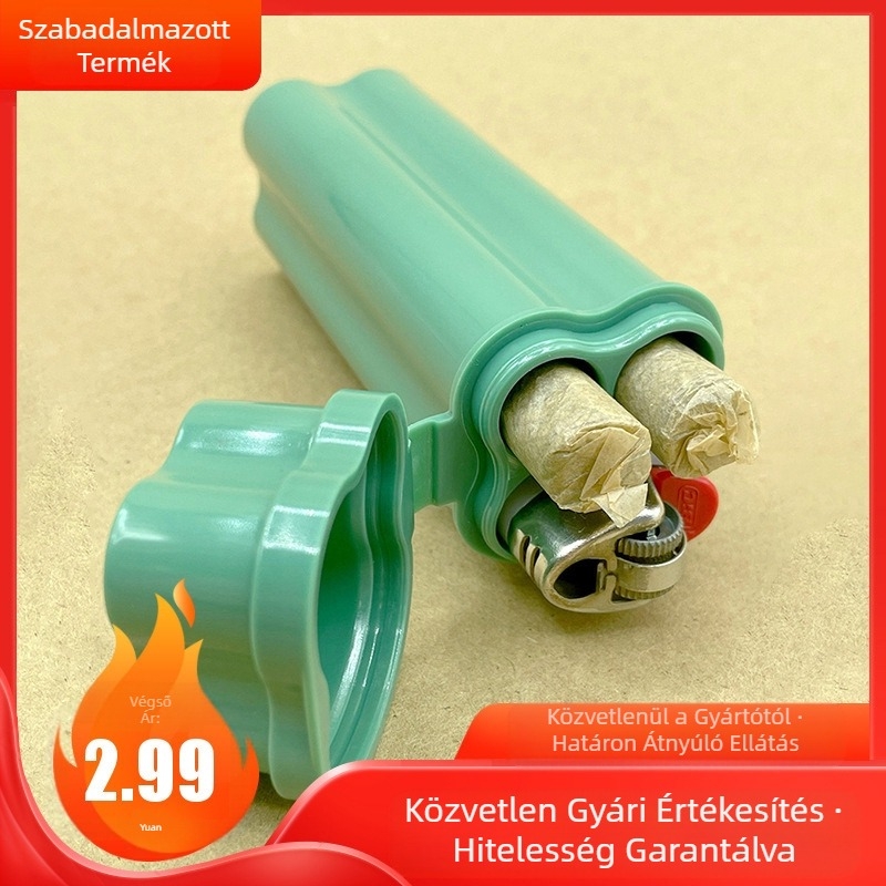 Egyrészes, felpattintható fedelű cigarettatartó (nagyobb méretű változat), dupla lyukú, három lyukú, négy lyukú öngyújtó, könnyen tárolható