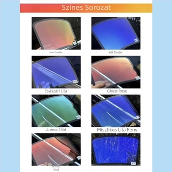 Népszerű színes napelemes fólia elülső szigetelőfólia lila világoskék varázslórózsa szellem autó ablakfólia nagy szigeteléssel és nagy felbontással