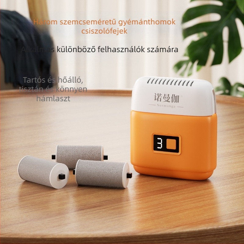 Mozgó lábcsiszoló az elhalt bőrkeményedések eltávolítására LCD kijelző pedikűr köszörűkő sarok háztartási lábdörzsölő műtárgy