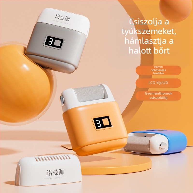 Mozgó lábcsiszoló az elhalt bőrkeményedések eltávolítására LCD kijelző pedikűr köszörűkő sarok háztartási lábdörzsölő műtárgy