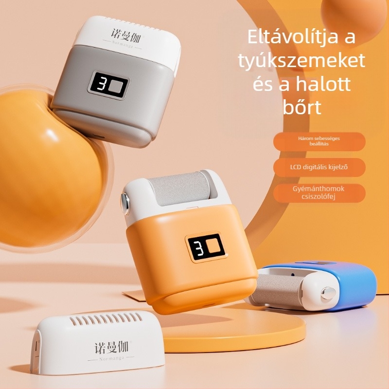 Mozgó lábcsiszoló az elhalt bőrkeményedések eltávolítására LCD kijelző pedikűr köszörűkő sarok háztartási lábdörzsölő műtárgy
