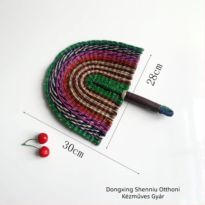 Vietnamból importált, kézzel szőtt, hínárból szőtt legyező, napi stílusú afrikai elemekből készült fali dekoráció, nyár