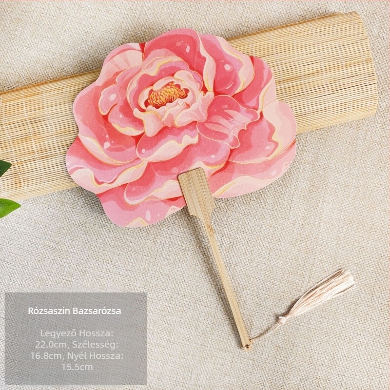 Luoyang bazsarózsa viráglegyező, kulturális és kreatív ősi stílusú virág alakú legyező, nemzeti trendi festői helyszíni bejelentkezés, táncos kézműves legyező testreszabása