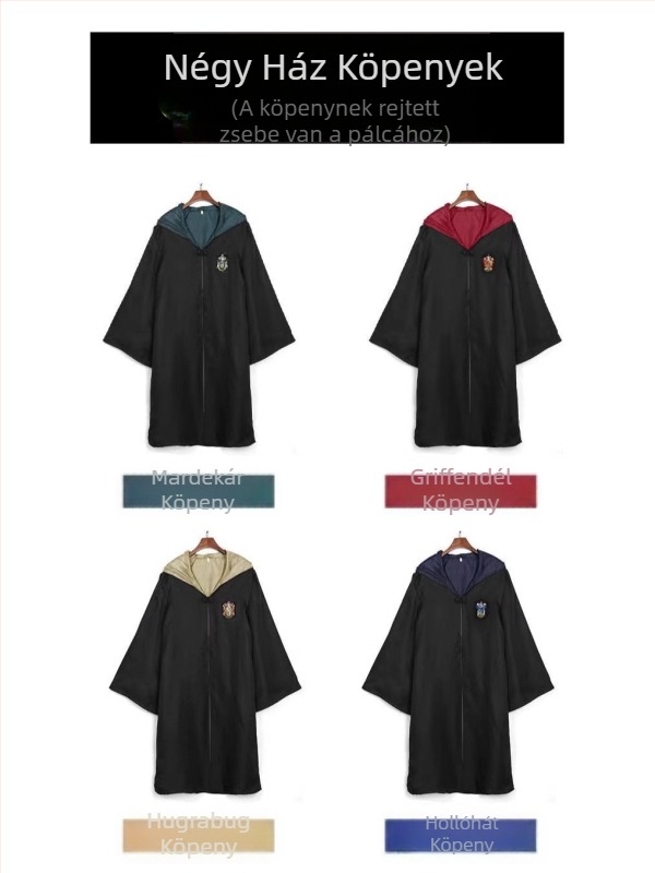 Harry Potter varázspálca perifériás köpeny Cos Clothing gyerekeknek Halloweeni teljesítmény iskolai egyenruha Roxfort varázslóköpeny