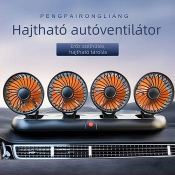 Új autóventilátor négyfejű autó elektromos ventilátor 360 fokban forgó, összecsukható, erős hűtős mini teherautó kis ventilátor