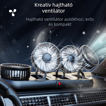 Új autóventilátor négyfejű autó elektromos ventilátor 360 fokban forgó, összecsukható, erős hűtős mini teherautó kis ventilátor