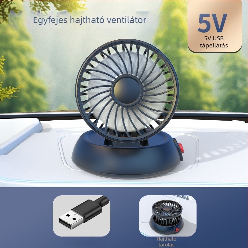 Új autóventilátor négyfejű autó elektromos ventilátor 360 fokban forgó, összecsukható, erős hűtős mini teherautó kis ventilátor