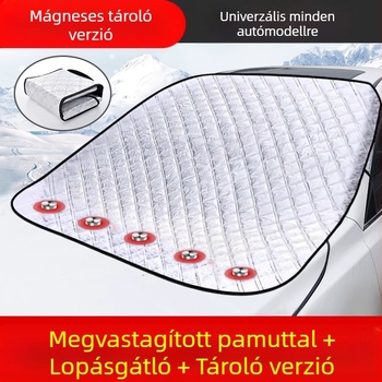 Autó első szélvédője, autótakaró, napálló, esőálló, fagyálló, hőszigetelő, félig takaró, félig karosszériás autótakaró, külső burkolat, hóvédő