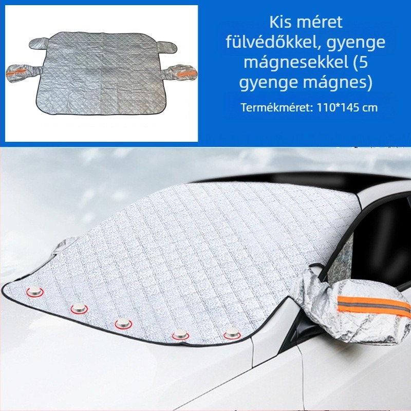 Autó első szélvédője, autótakaró, napálló, esőálló, fagyálló, hőszigetelő, félig takaró, félig karosszériás autótakaró, külső burkolat, hóvédő