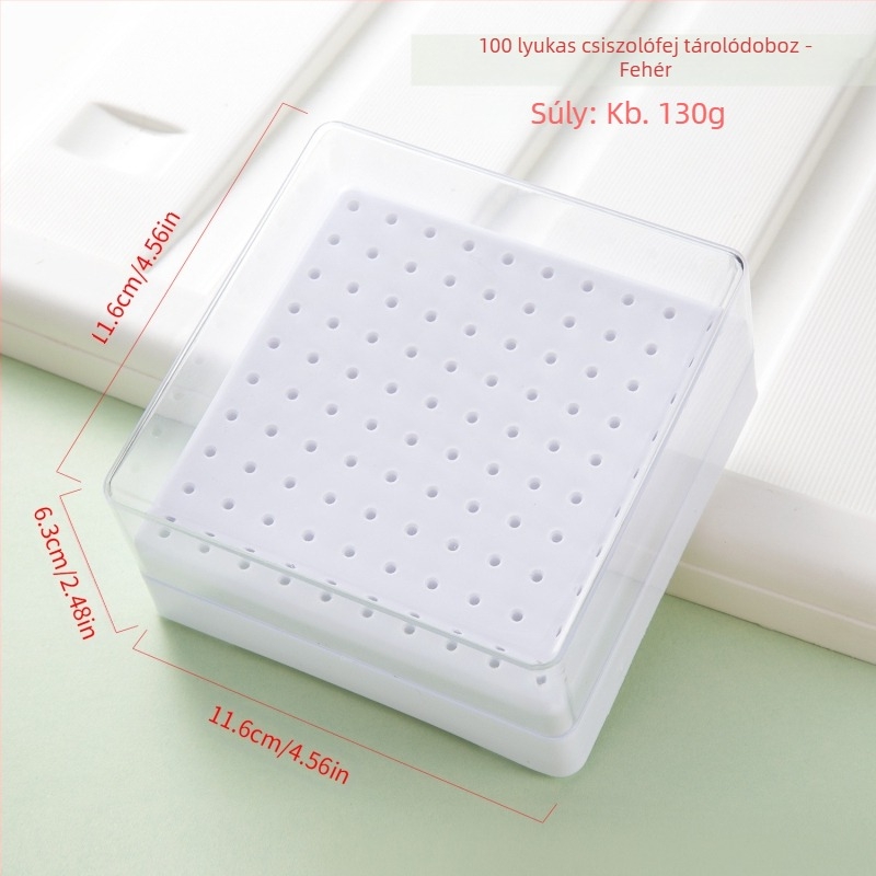 Határokon átnyúló polírozófej-tisztító 30 lyukú tárolódoboz 100 lyukú négyzet alakú körömcsiszolófej porálló átlátszó állvány raktáron