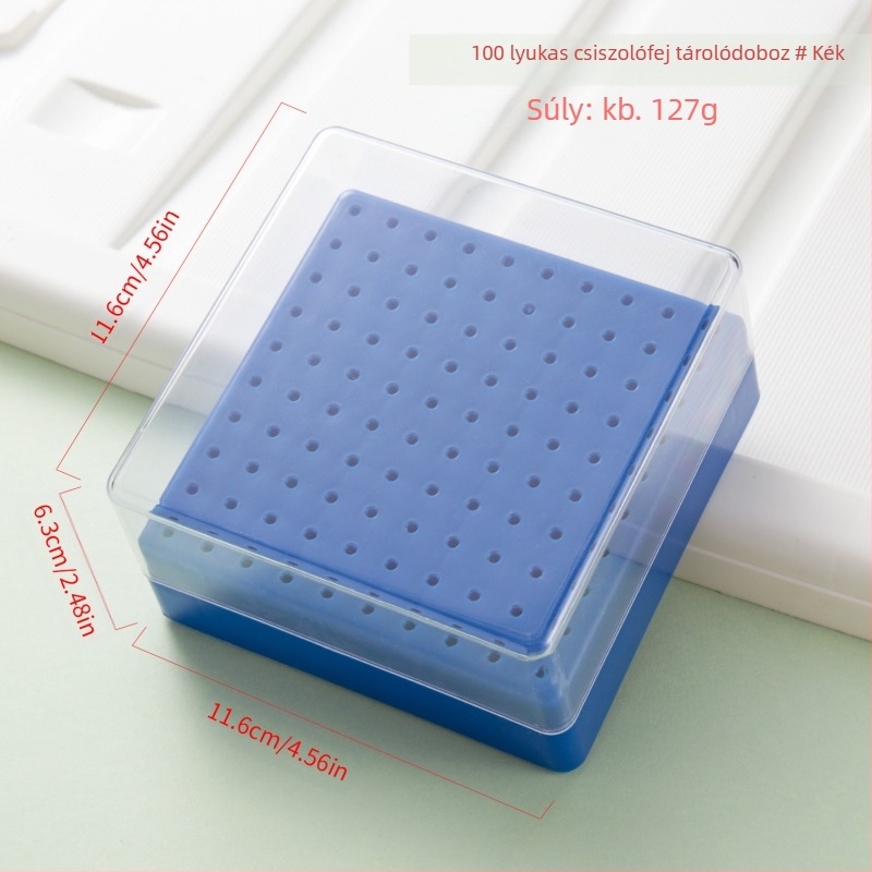 Határokon átnyúló polírozófej-tisztító 30 lyukú tárolódoboz 100 lyukú négyzet alakú körömcsiszolófej porálló átlátszó állvány raktáron