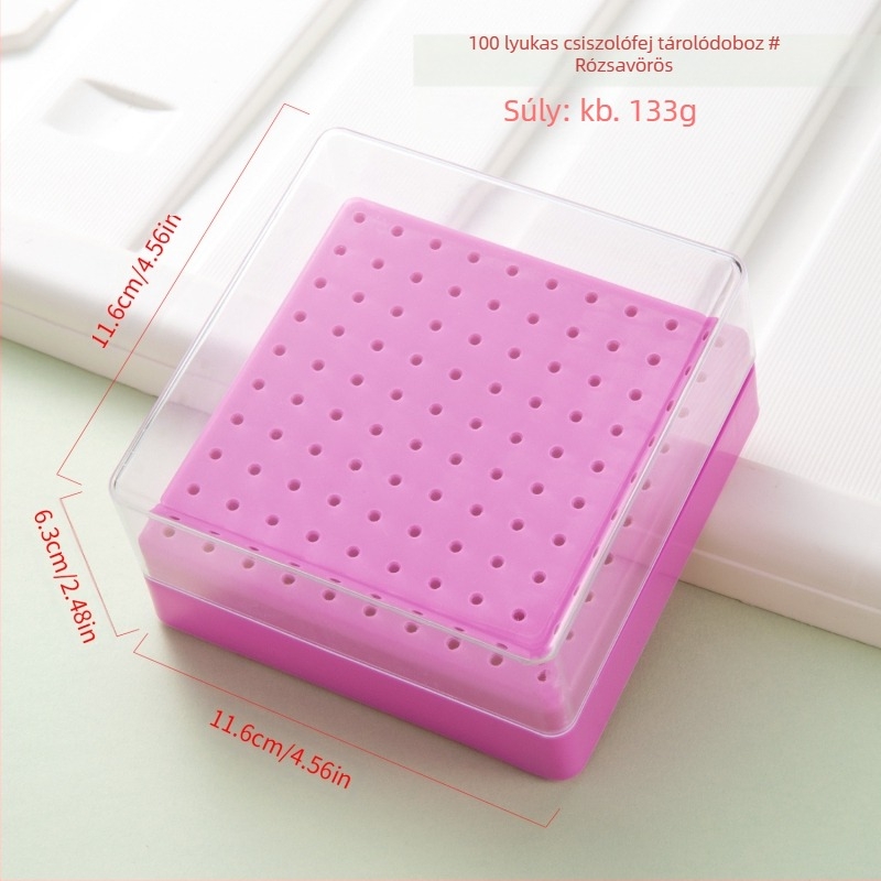 Határokon átnyúló polírozófej-tisztító 30 lyukú tárolódoboz 100 lyukú négyzet alakú körömcsiszolófej porálló átlátszó állvány raktáron