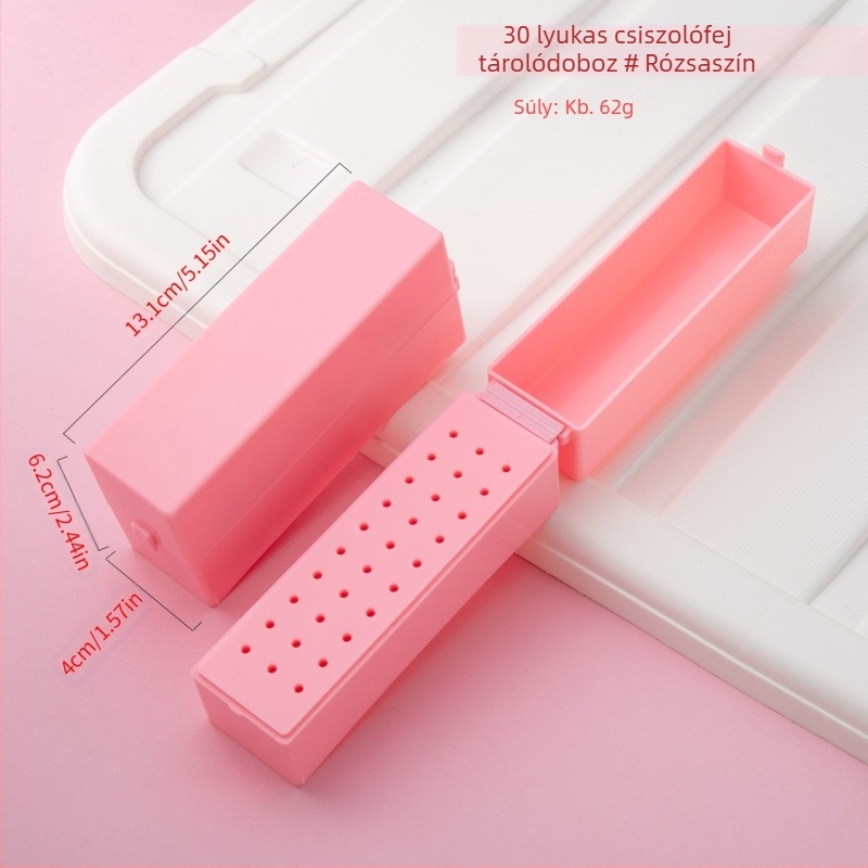 Határokon átnyúló polírozófej-tisztító 30 lyukú tárolódoboz 100 lyukú négyzet alakú körömcsiszolófej porálló átlátszó állvány raktáron