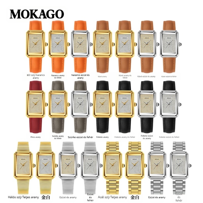 Moxi csúcskategóriás retró kvarcóra kifinomultsággal, teljes gyémánttal kirakott téglalap alakú női karóra ingázáshoz, üzleti és hétköznapi viseletre