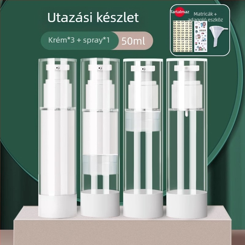 Vákuum krémes palackozott utazó kozmetikai alapozó krémminta prés típusú üres palack hordozható krémdoboz tégely