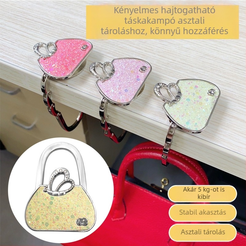 Összecsukható, hordozható, kreatív, pillangós virágtartó, női asztali táskaakasztó, nyomtalan, kivehető táskatartó