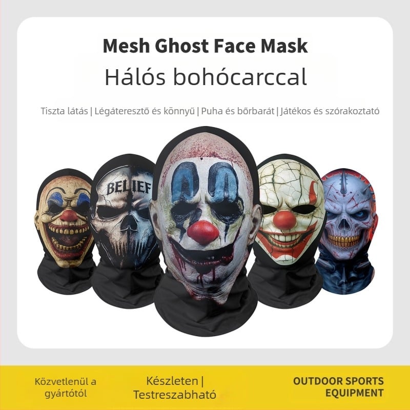 Határokon átnyúló Halloween Karácsony Vicces Karneváli Fejfedő Maszk Gonosz Vérköpő Bohócmaszk Piros Orrú Fejfedő