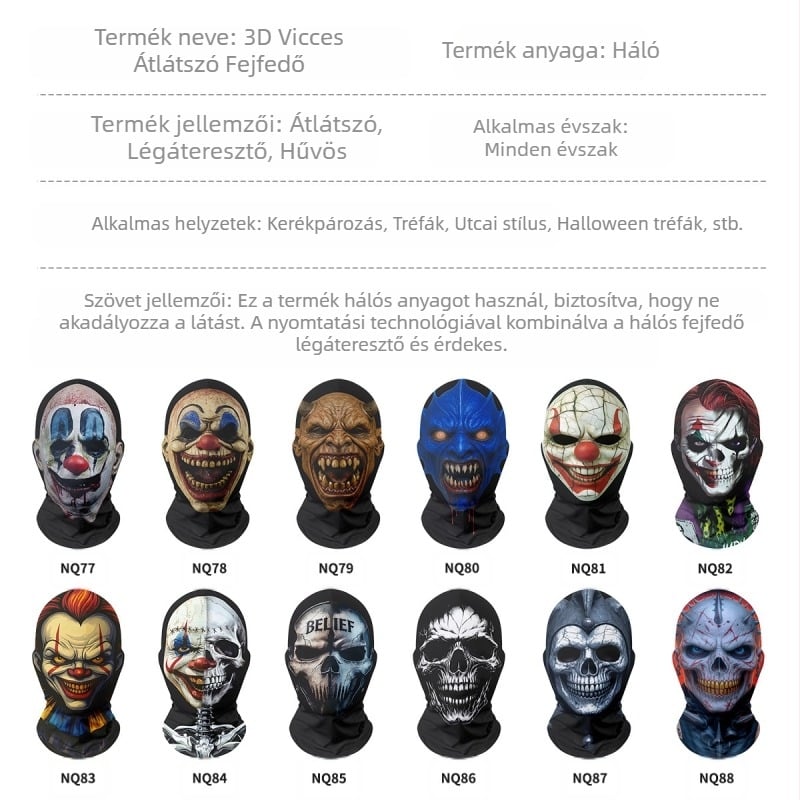 Határokon átnyúló Halloween Karácsony Vicces Karneváli Fejfedő Maszk Gonosz Vérköpő Bohócmaszk Piros Orrú Fejfedő