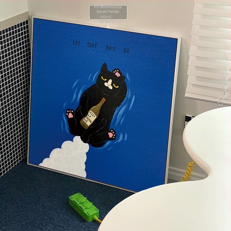 Nappali függő festmény rajzfilm aranyos rajzfilm vicces ins állat macska szoba gyerekszoba hálószoba dekoratív fali falfestmény